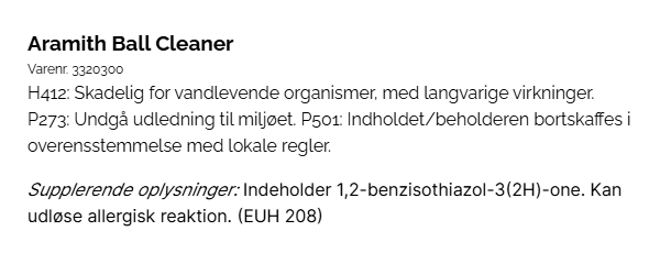 Poleremiddel, Aramith ball cleaner